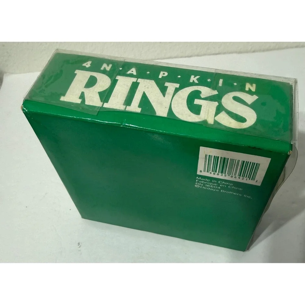 Vintage Hedaya Brothers Santa Claus Wood Napkin Rings Set of 4 Original Box